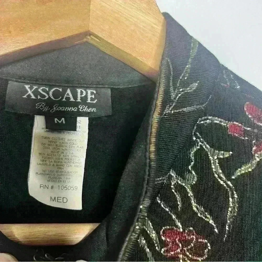 Xscape by Joanna Chen Floral Print Velvet Y2K Velvet Glittering Black Cardigan - Picture 6 of 6
